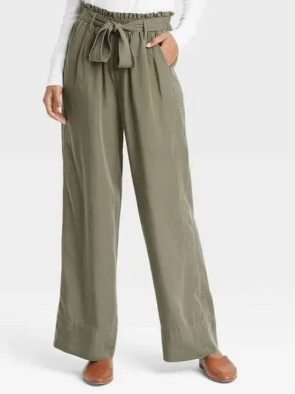 Knox Rose Olive Green Wide-Legged Pants